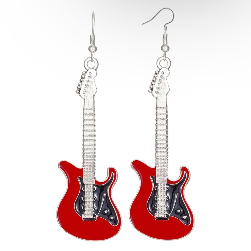 Red Guitar Earrings
